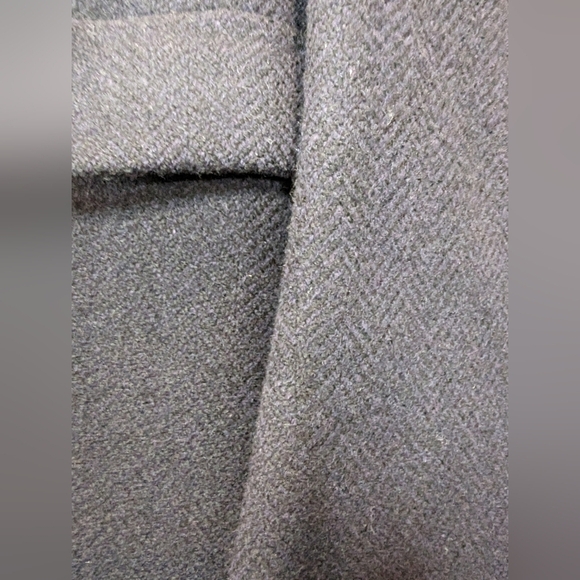 Harry Rosen Crombie Scotland pure virgin wool trench coat black/blue weave Sz M - Picture 11 of 17